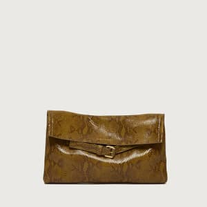 Borsa Venus Clutch Exotic Orciani a mano in pelle effetto pitone marrone