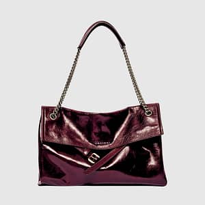 Borsa Orciani Venus Gotham Midi in pelle lucida chianti bordeaux