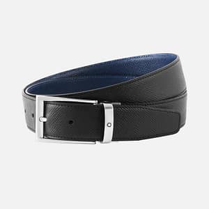 CINTURA REVERSIBILE IN PELLE NERA/BLU 35 MM