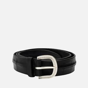 Orciani Cintura Bull Soft in Cuoio Nero Inciso Carattere e Artigianato Italiano