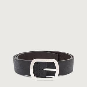 Orciani Cintura Reversibile Dollaro Double 3,5 cm Nero/Ebano, Fibbia Palladio