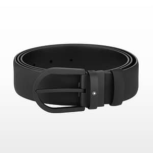 Cintura in pelle nera 35 mm con fibbia a ferro di cavallo