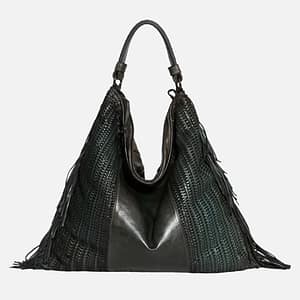 REPTILE'S HOUSE Vasia Shopper intrecciata Petrolio