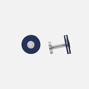 Gemelli Rotondi in Acciaio e Resina Blu Stile Raffinato e Design Iconico