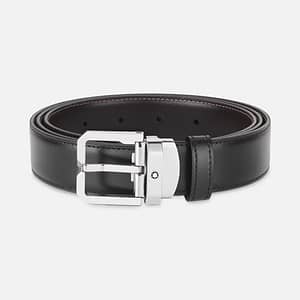 Cintura reversibile 30 mm in pelle nera e marrone con fibbia in acciaio vintage