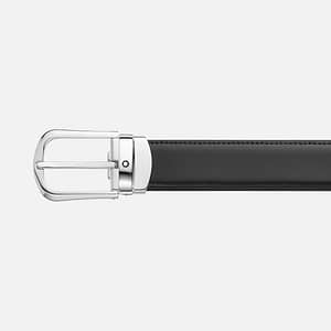 Cintura reversibile in pelle nera/marrone 30 mm con fibbia a ferro di cavallo