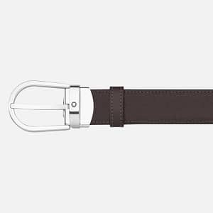 Cintura in pelle nera/marrone 30 mm con fibbia a ferro di cavallo MONTBLANC
