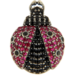 Orecchino Coccinella Argento Zirconi Neri e Rossi Rodio Nero - Make Your Jewels