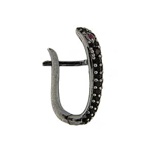 Orecchino Ovale Serpente Argento Zirconi Neri Rodio Nero - Make Your Jewels