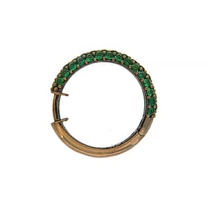 Orecchino Cerchio Small Argento Zirconi Verdi Rodio Nero - Make Your Jewels