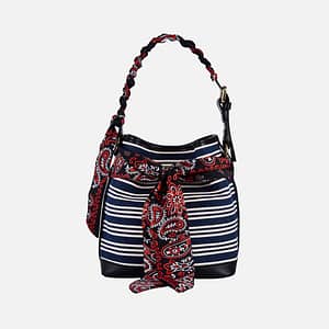 VIAMAILBAG Borsa Clivia Stripe Blu/Bianco Stile e Artigianato Italiano