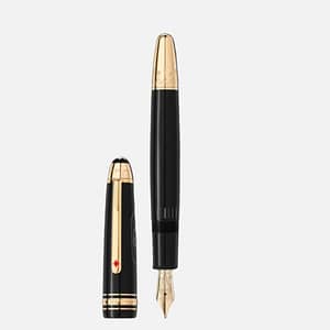 Stilografica Montblanc Meisterstück LeGrand in resina antracite con dettagli dorati e cappuccio inciso