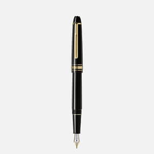 Stilografica Montblanc Meisterstück Classique Gold-Coated vista frontale con cappuccio e finitura oro