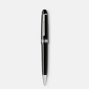 Penna a sfera Montblanc Meisterstück Midsize Platinum Line vista frontale verticale con finitura platino