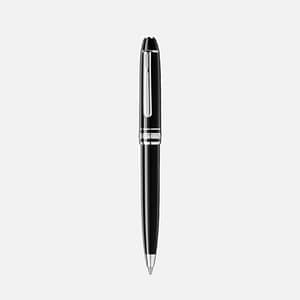 Penna a sfera Montblanc Meisterstück Mozart in resina nera con finiture platino e clip lucida, vista laterale