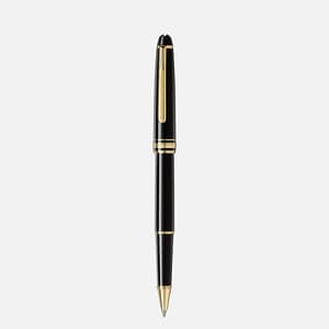 Penna Montblanc roller vista laterale con corpo nero e finiture oro