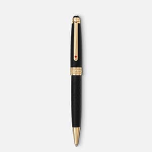 Penna Montblanc Meisterstück 80 Days Midsize vista frontale con clip dorata e dettaglio rosso