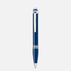 Penna a sfera Montblanc StarWalker Blue Planet in resina blu con dettagli platino e cupoletta traslucida