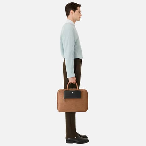 Custodia portatelefono Montblanc in pelle nera con motivo bark tree