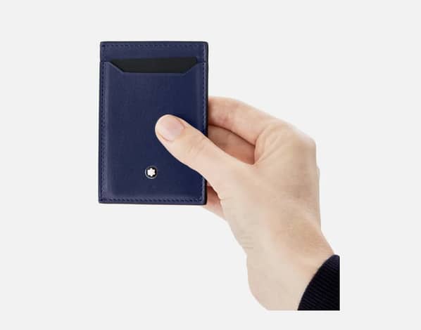 Porta carte Montblanc Meisterstück 3 scomparti Ink Blue in pelle lucida