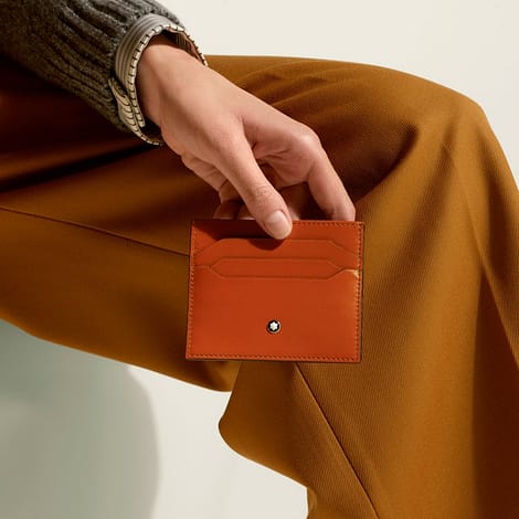 Portacarte Montblanc Meisterstück 6 scomparti in pelle ruggine scuro