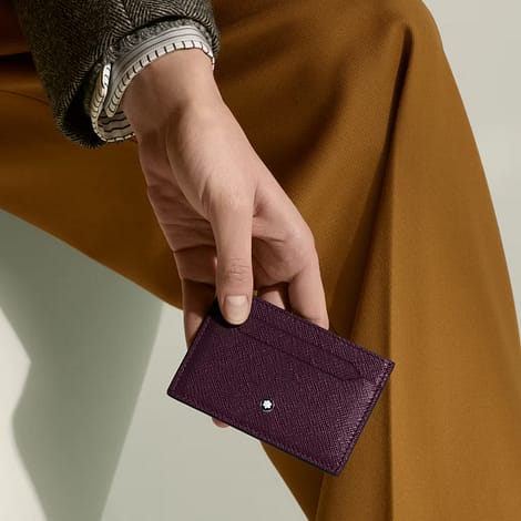 Card holder cassis in pelle Saffiano con cinque scomparti