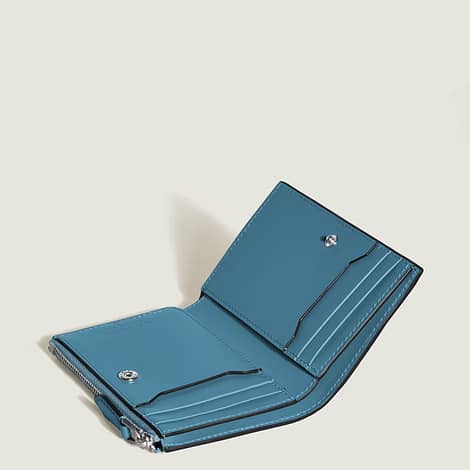 Portafoglio Mini 4810 Verticale Montblanc in pelle blu fumé con motivo corteccia