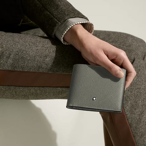 Montblanc Portafoglio Sartorial 8 Scomparti Medium Grey in pelle Saffiano