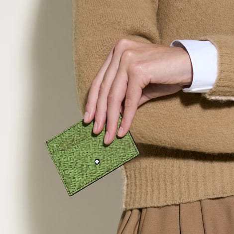 Porta Carte Montblanc Sartorial 5 scomparti in pelle Saffiano Multi Lime e Cassis