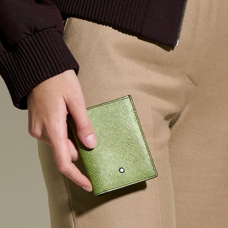 Portafoglio Mini Sartorial Montblanc in pelle Saffiano Multi Lime e Cassis