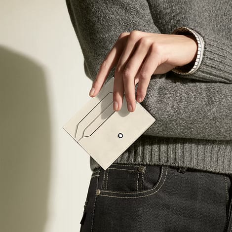 Porta Carte Montblanc Meisterstück 6 scomparti in pelle beige nuvolato