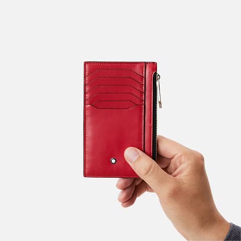 Montblanc Meisterstück Pocket Holder 8cc Corallo Rosso in pelle pieno fiore