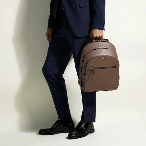 Zaino Montblanc Sartorial Medium 3 scomparti in pelle Mastic