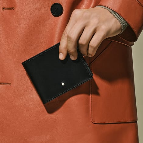 Portafoglio Montblanc Meisterstück in pelle nera con 4 scomparti e portamonete