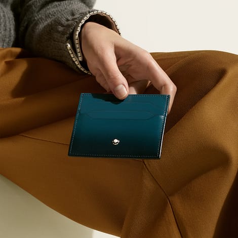 Portacarte Montblanc Meisterstück Blu Cipro in pelle con 6 scomparti