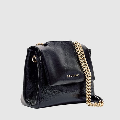 Borsa Sveva XS con Catena Orciani in pelle nera con catena oro