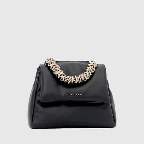 Borsa Orciani Sveva Nappa Bold piccola in nappa imbottita nera con manico chain