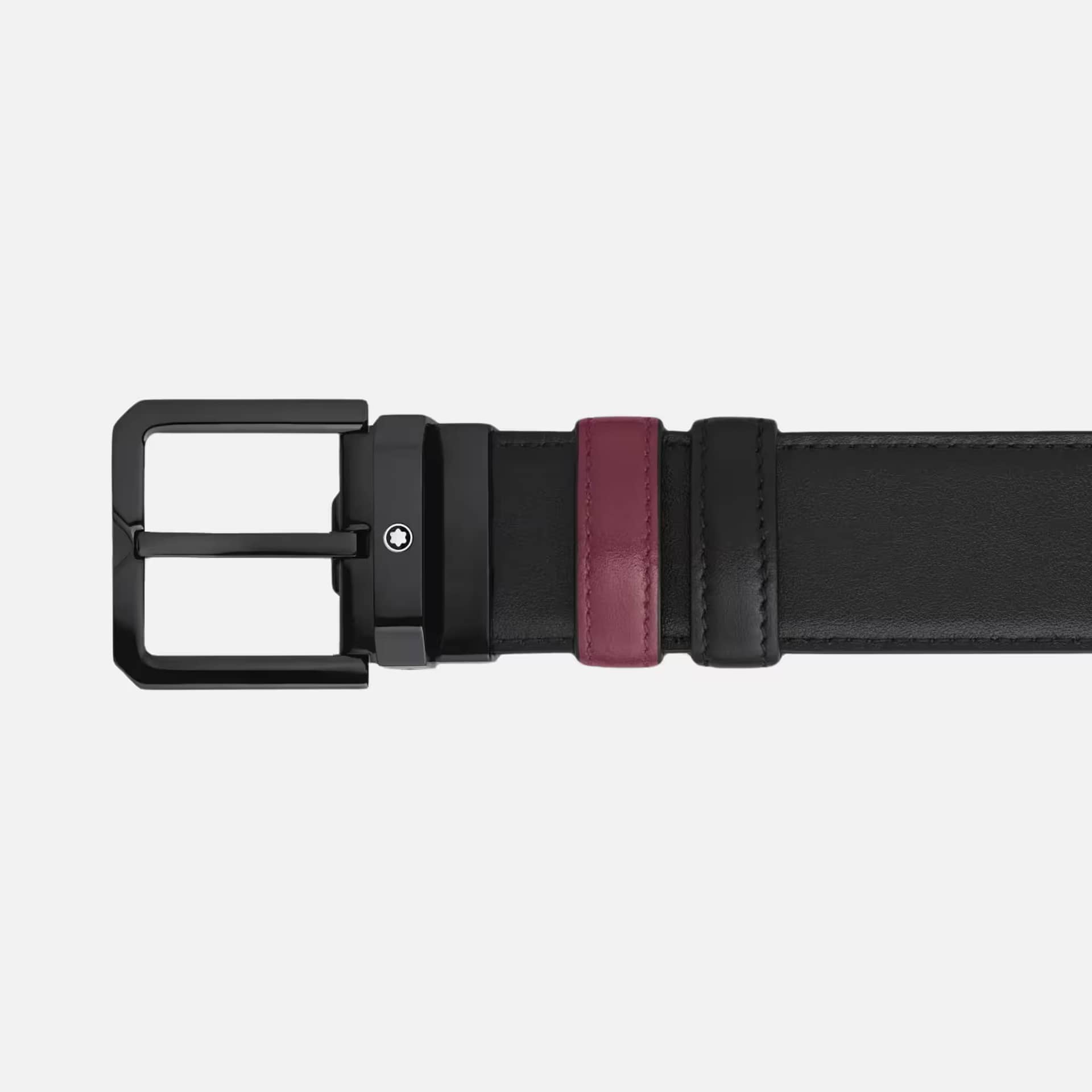 Cintura Montblanc Reversibile 35 mm Pelle Nera/Cassis con Fibbia PVD Nero