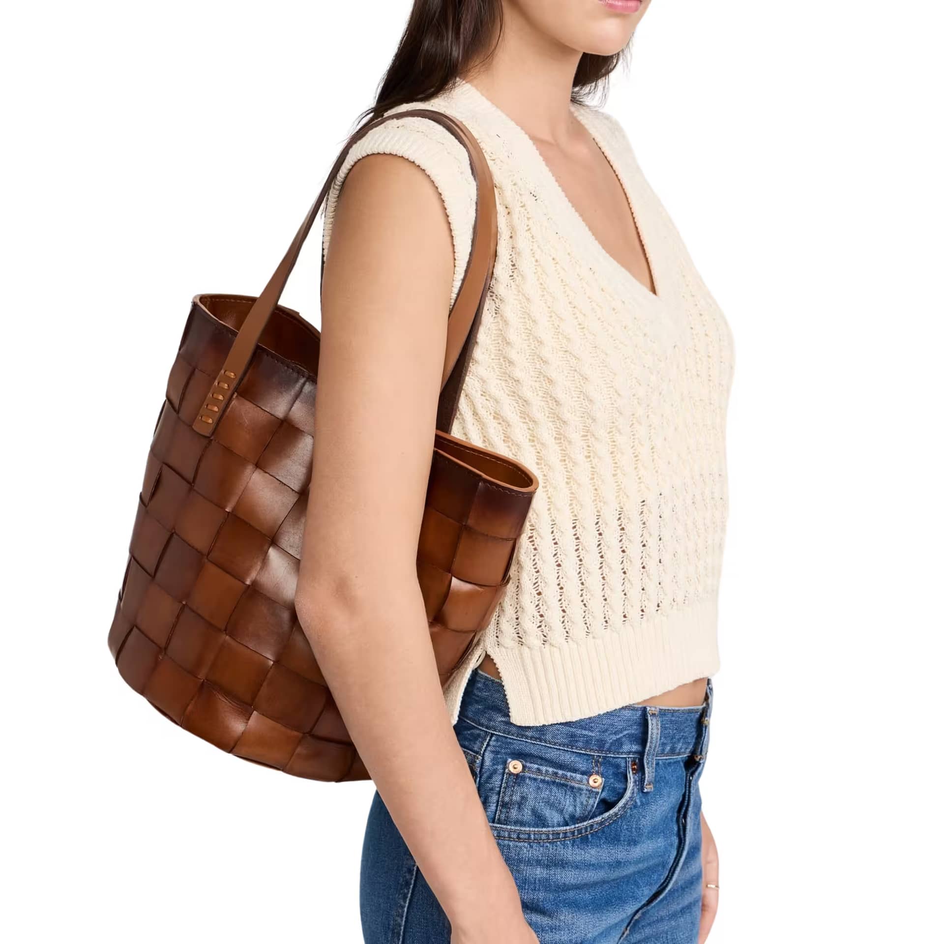 Dragon Diffusion Japan Bucket Bag in pelle intrecciata a mano