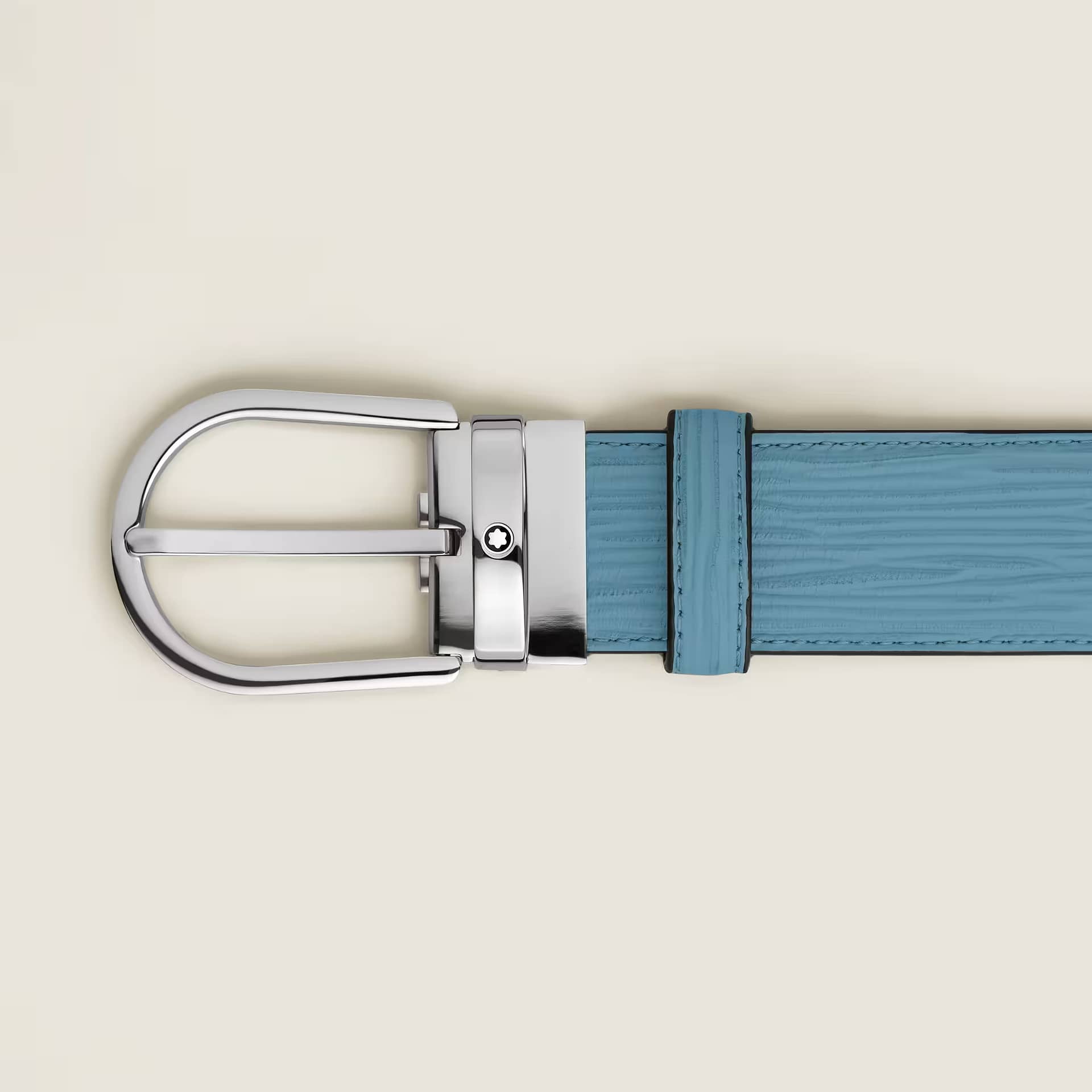 Montblanc Smoky Blue Leather Belt 35 mm – Horseshoe Buckle