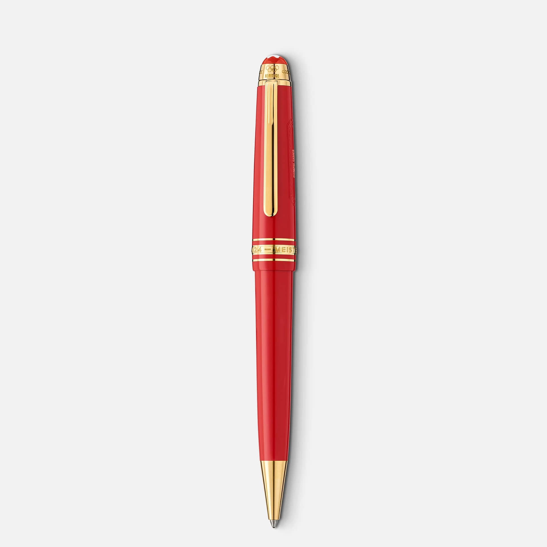 Penna Montblanc Olympic Heritage Paris 1924 Midsize in resina rossa con finiture dorate