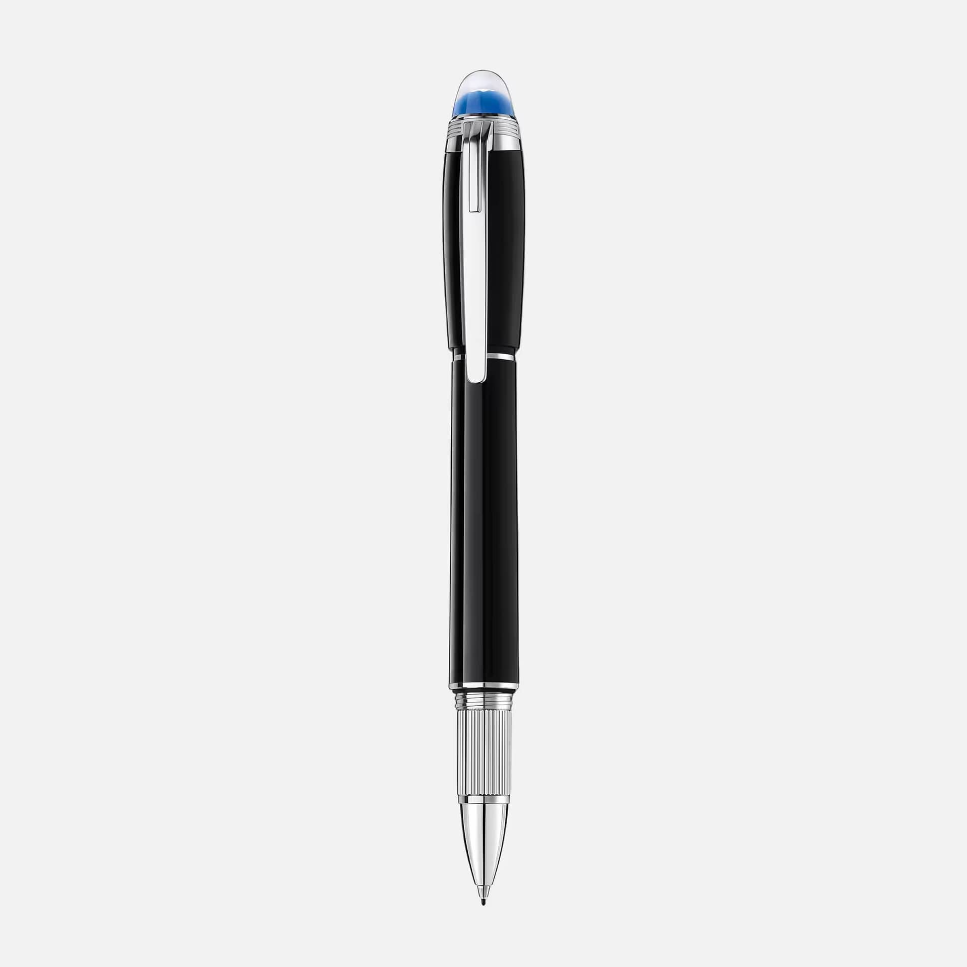 Penna Montblanc StarWalker Fineliner nera con dettagli platino e cupola azzurra