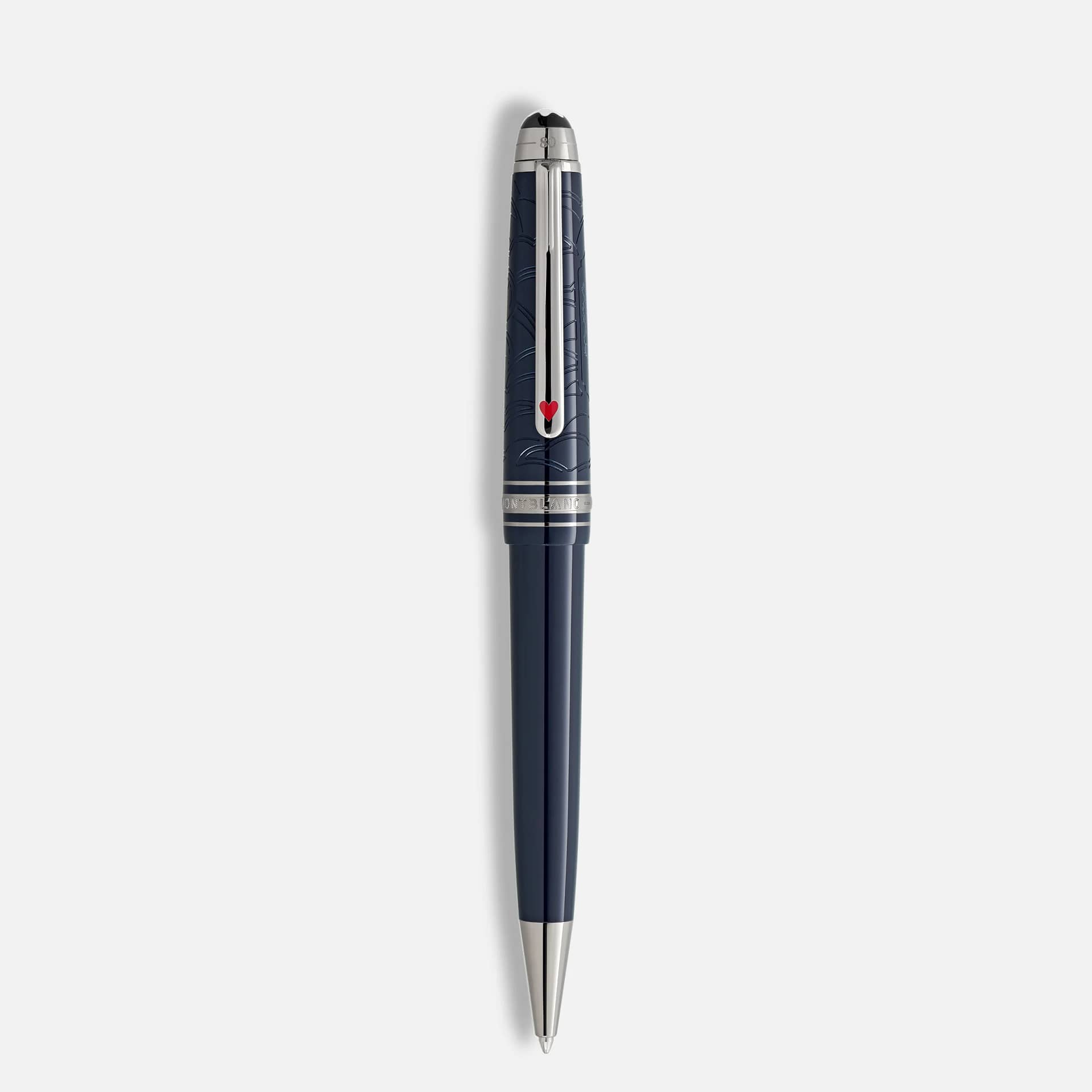 Penna Montblanc Classique 80 Days media in resina blu scuro con cappuccio inciso