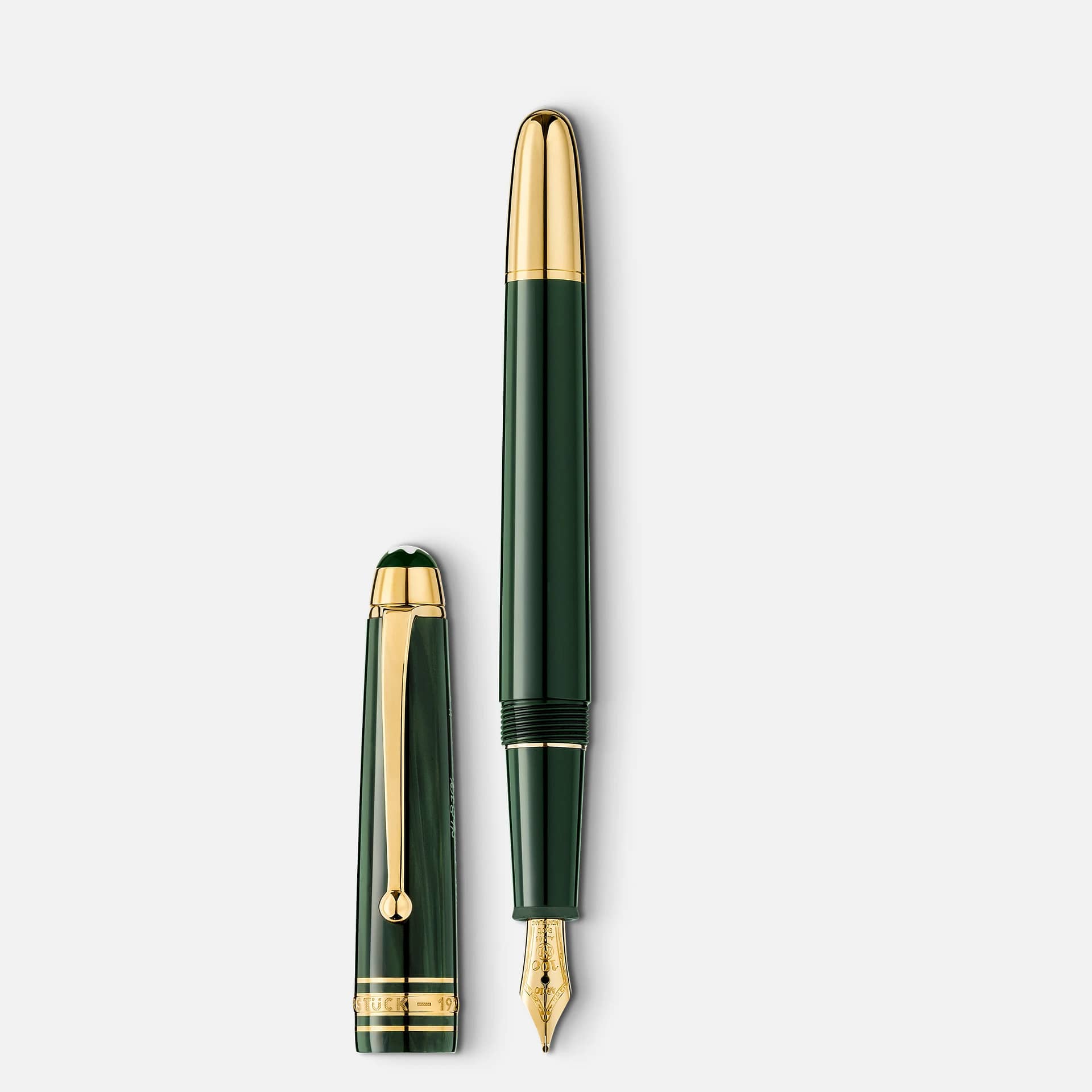 Stilografica Montblanc Meisterstück Origin Classique M in resina verde con finiture oro e pennino commemorativo