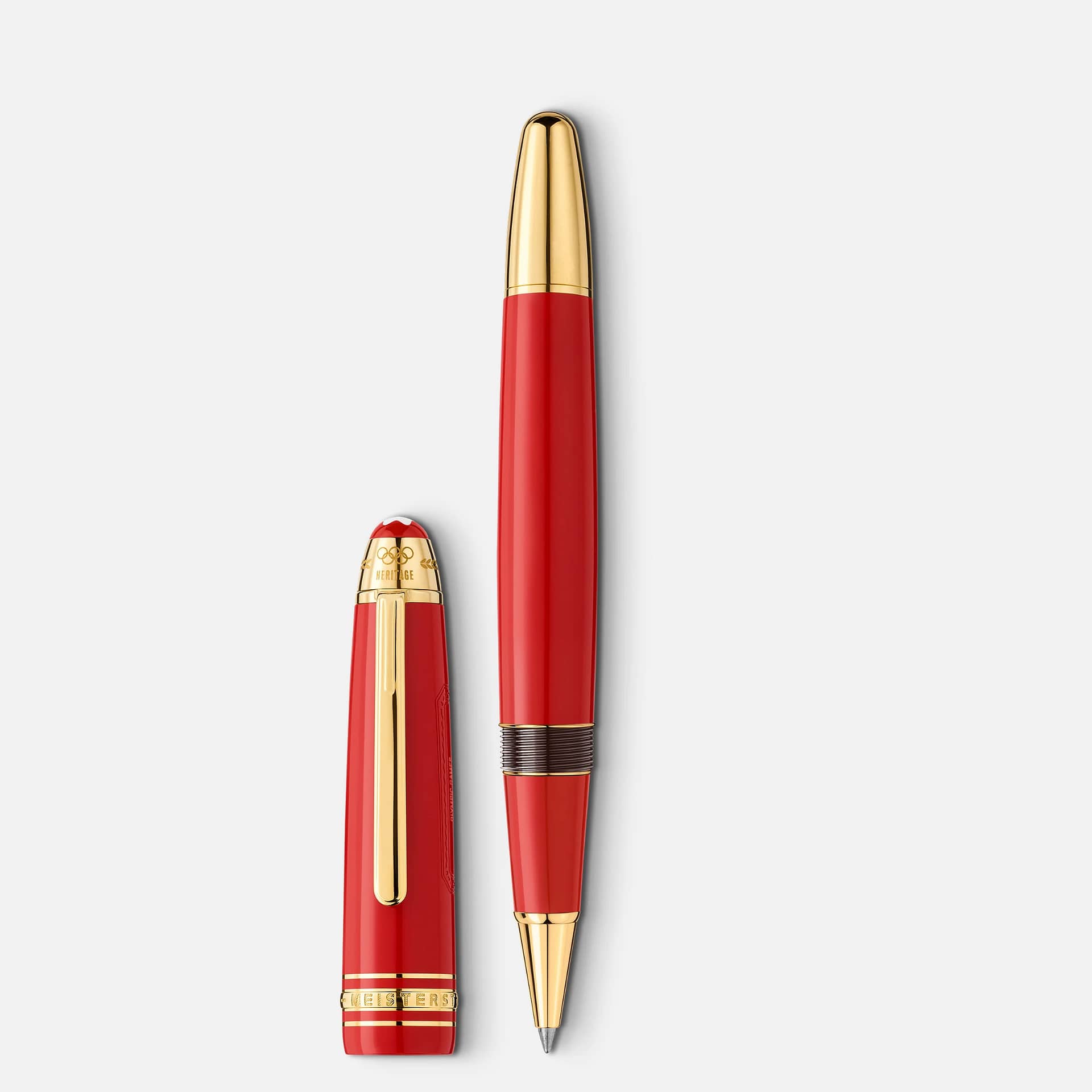 Penna Montblanc roller Olympic Heritage Paris 1924 LeGrand in resina rossa con finiture dorate