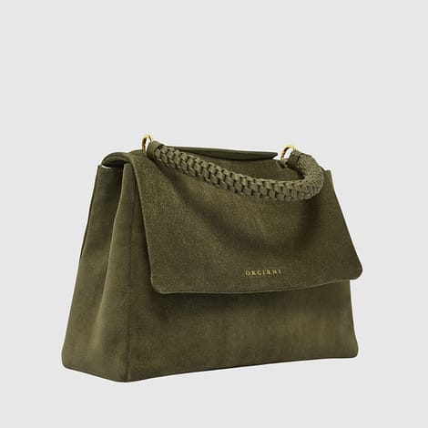 Borsa Sveva Peach Media Orciani a spalla in suede con tracolla